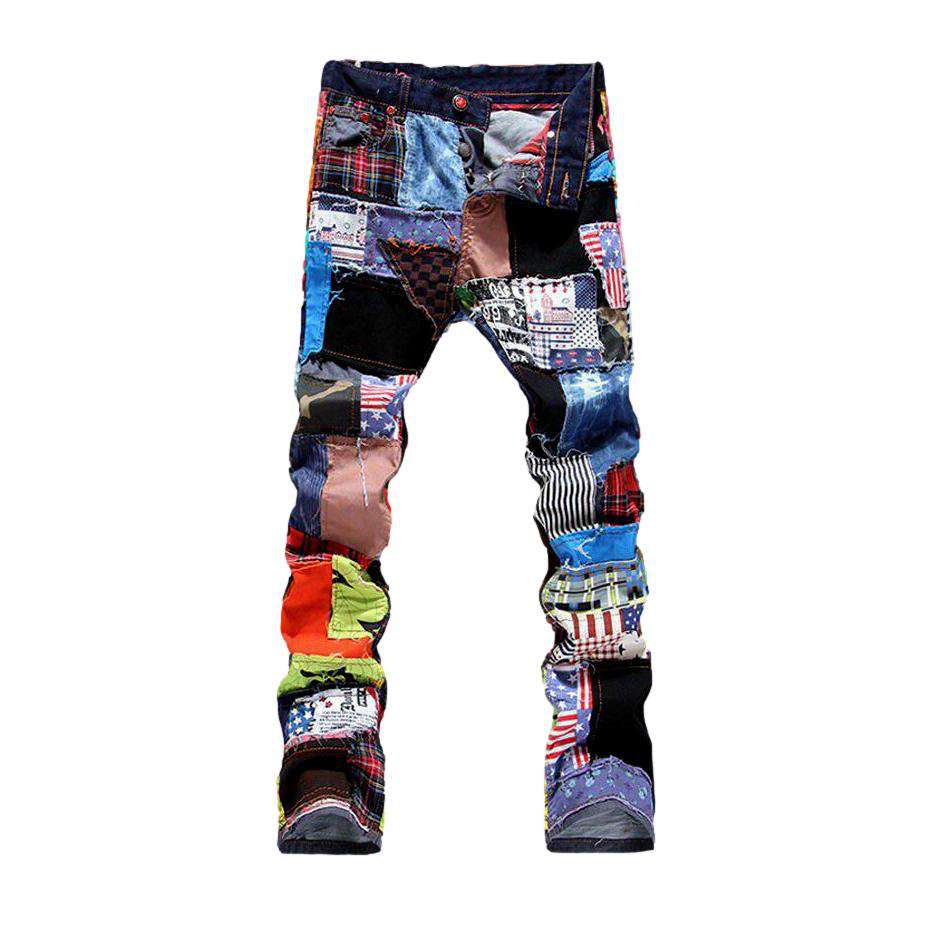 Inside-out patchwork men jeans