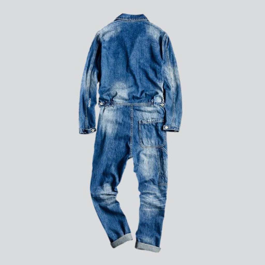 Light wash men denim overall