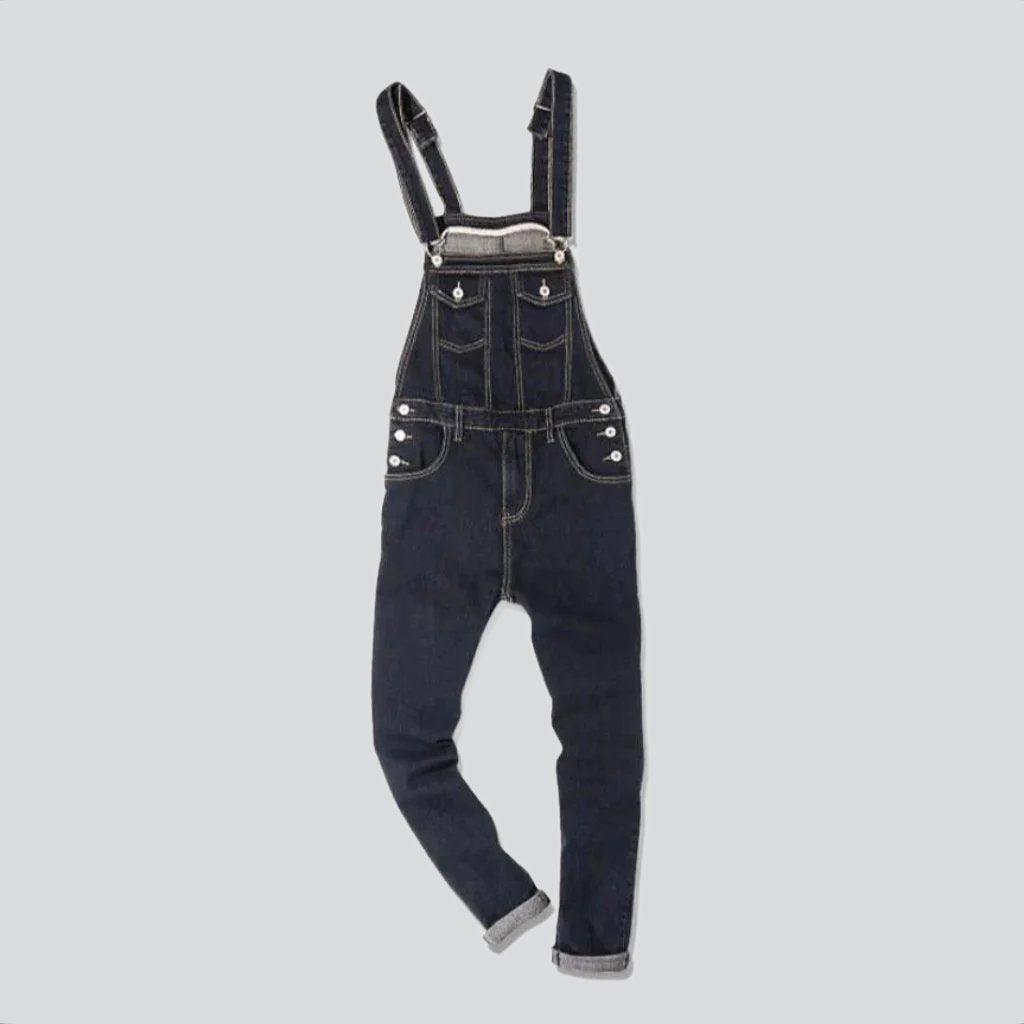 Two chest pocket denim jumpsuit