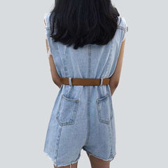 Distressed edges women overall shorts