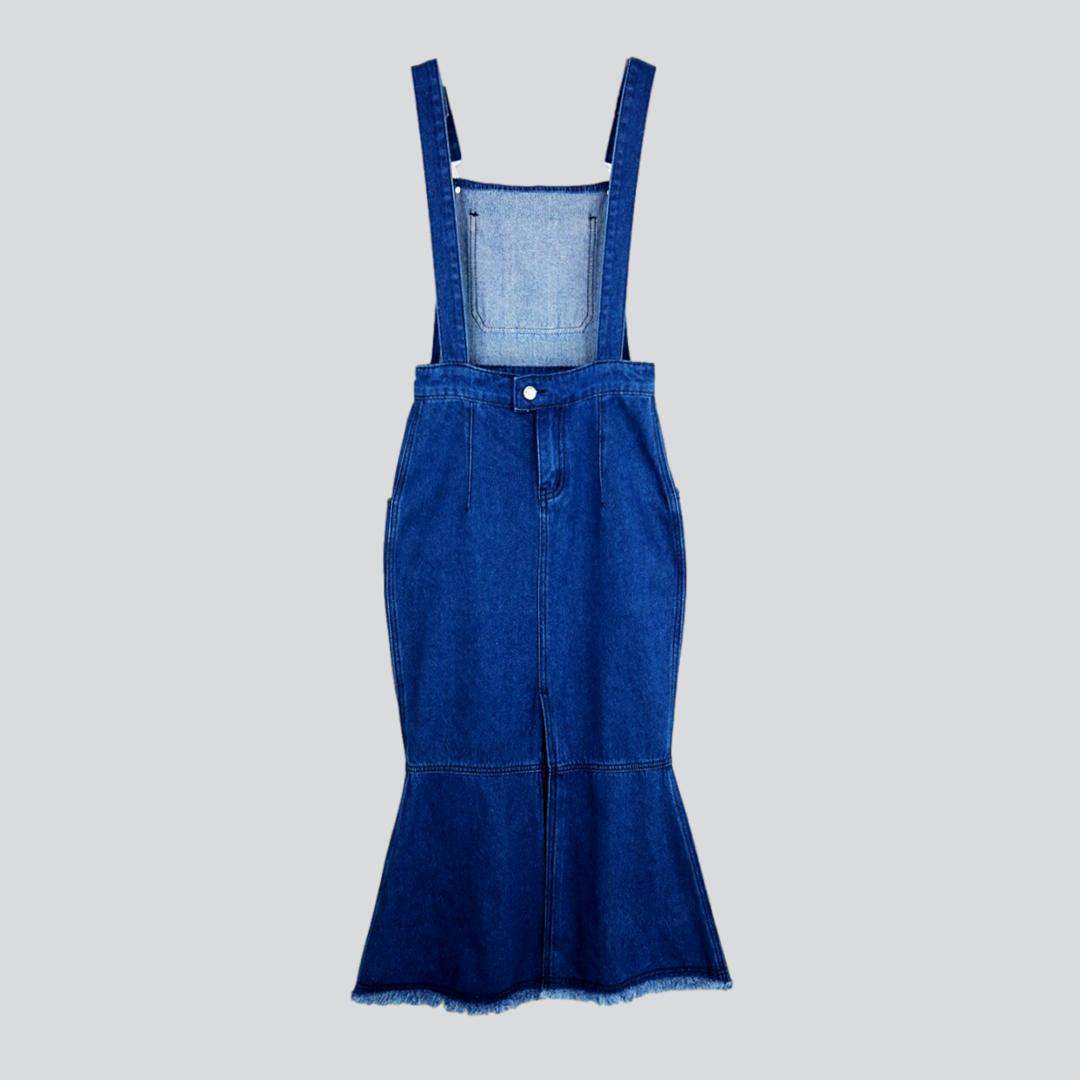 Fishtail long denim dress