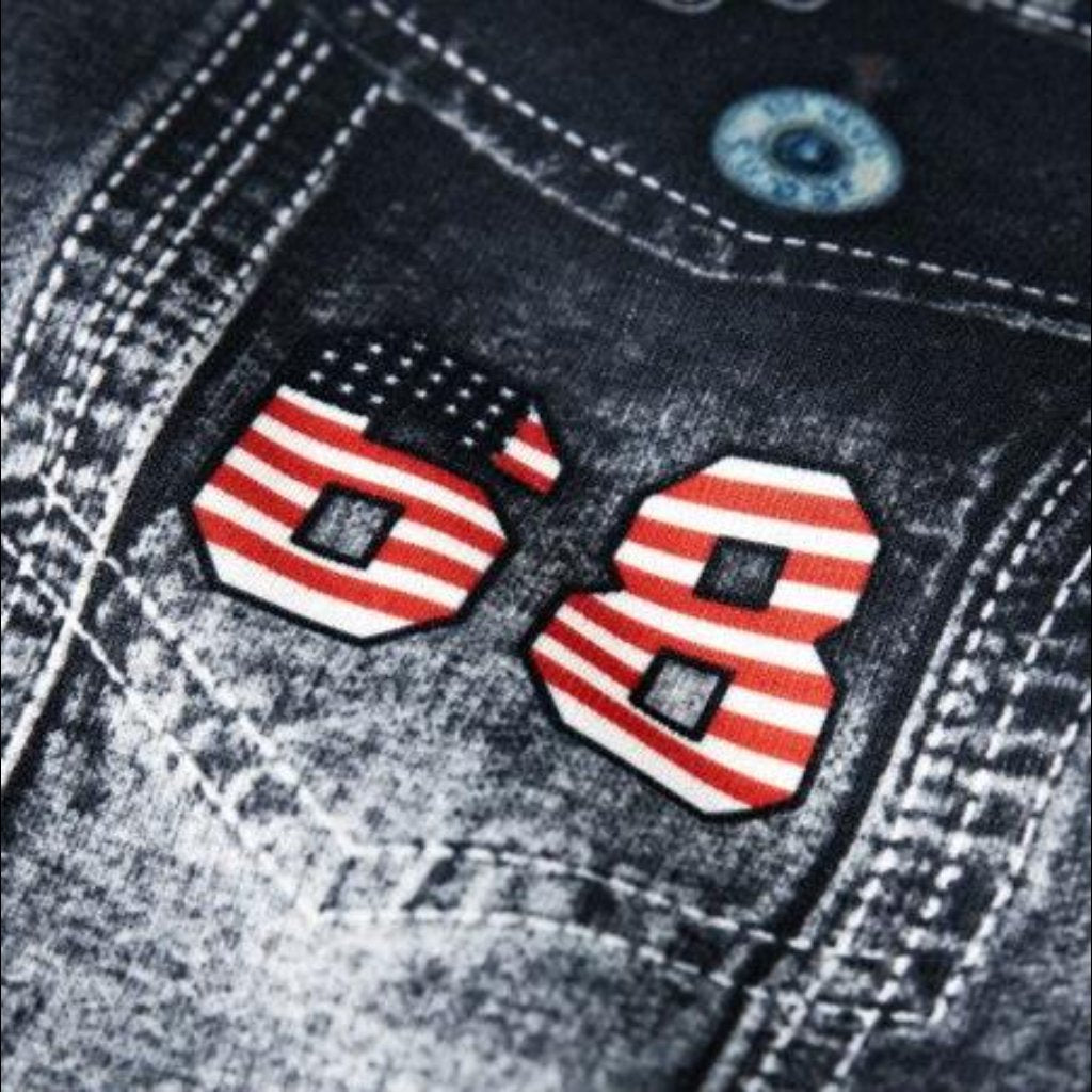 Jeansjacke mit Kapuze und USA-Print