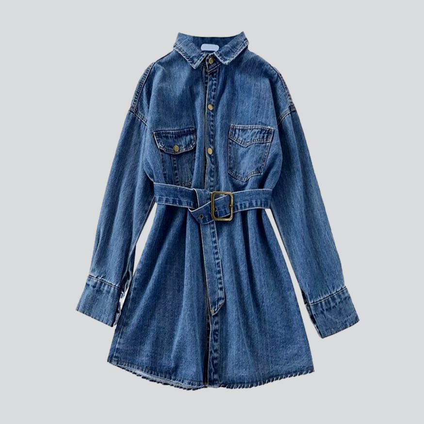 Oversized shirt-style denim dress