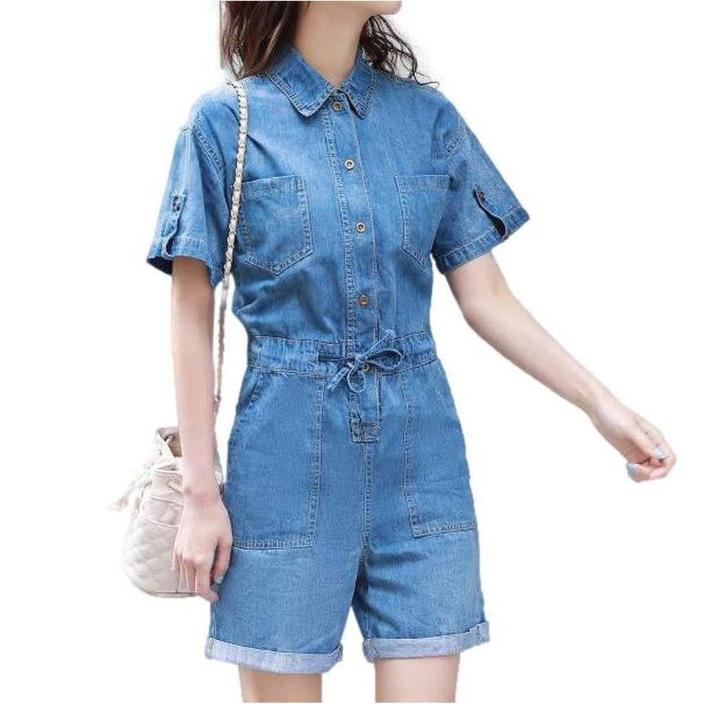 Short sleeve denim overall shorts