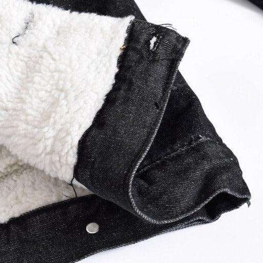 Chaqueta vaquera negra de invierno para hombre