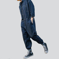 Stylish navy men denim overall