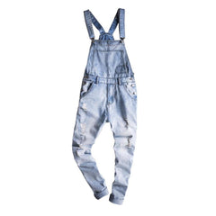 Men ripped denim jumpsuit