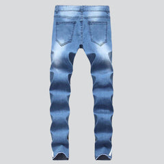 Side stripe distressed men jeans