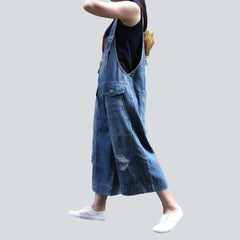 Flap pocket women denim jumpsuit