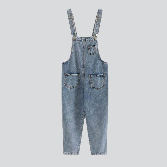 Gerader Jeans-Overall für Damen mit Taschen