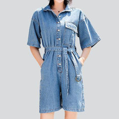 Kurzarm-Jeans-Overall-Shorts