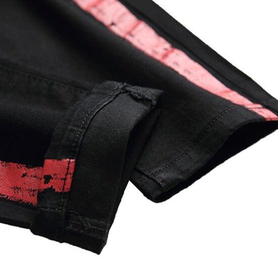 Rot-weiße Streifen Herren Jeans