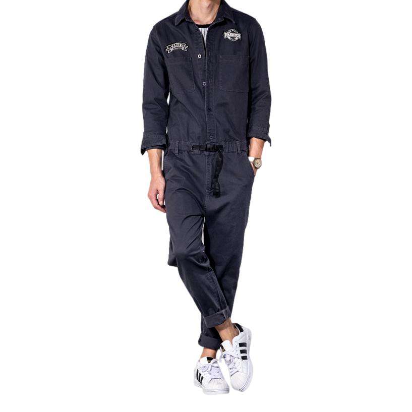 Dark grey men denim overall