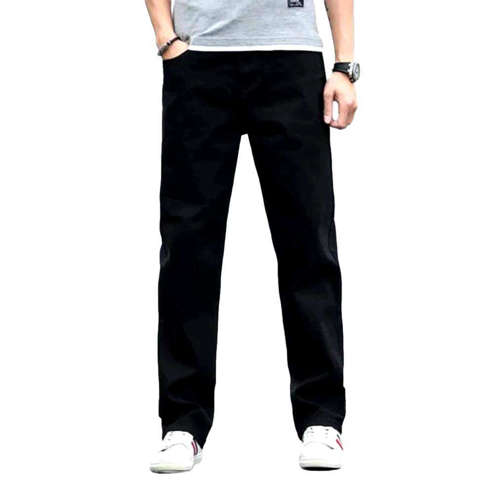 Black straight-fit jeans for men