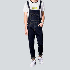 Navy slim men denim jumpsuit