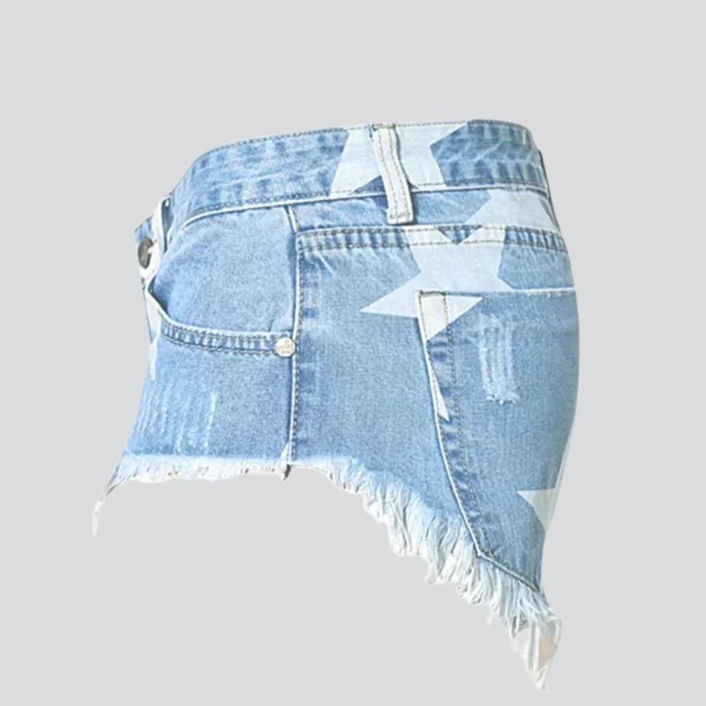 Distressed-Jeansshorts mit Sternenmuster