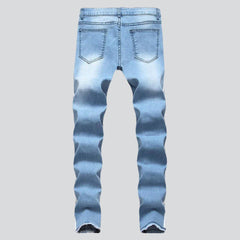 Sky blue distressed men jeans