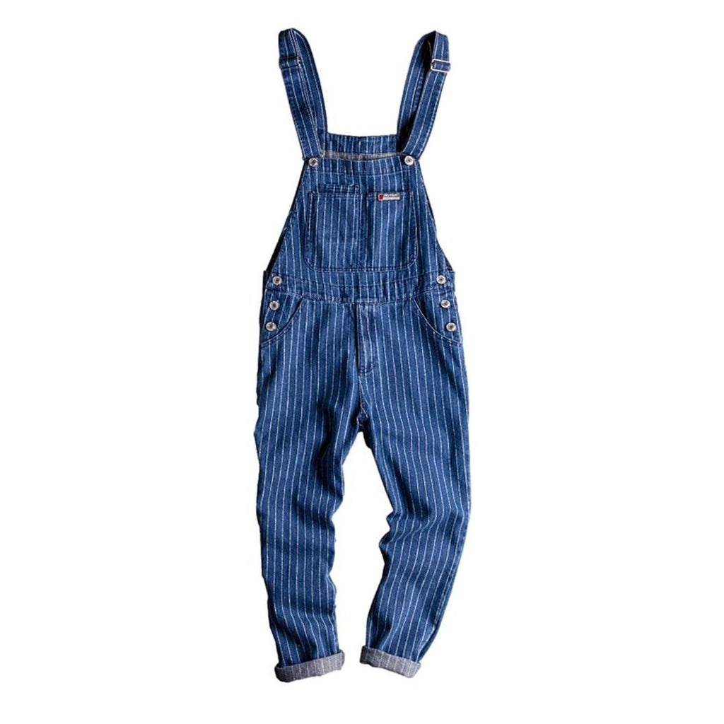 Striped men denim jumpsuit