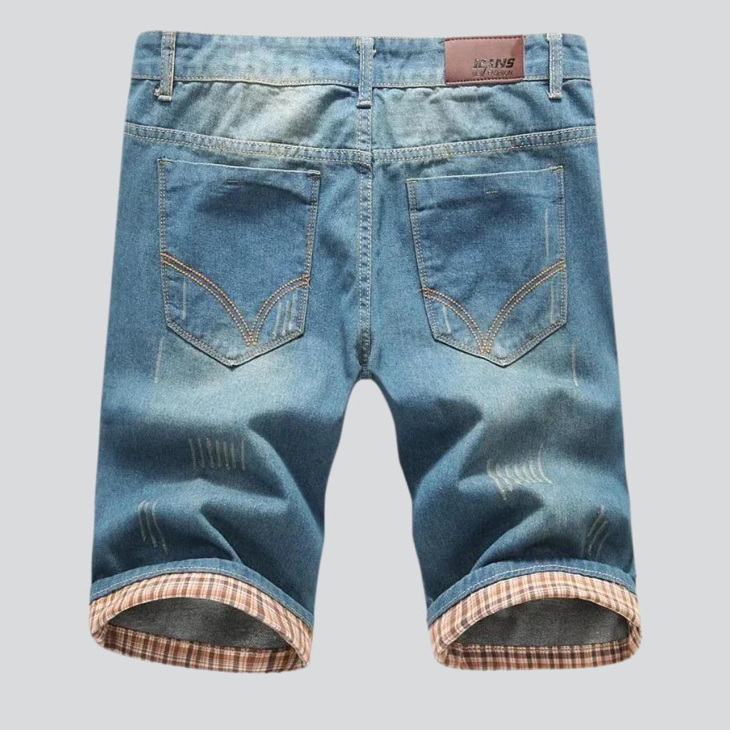 Slightly ripped men denim shorts