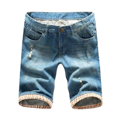 Slightly ripped men denim shorts