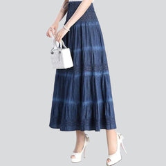 Tiered flare denim skirt