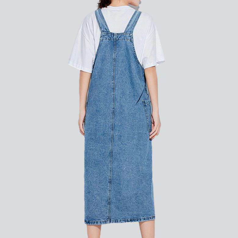 A-line long denim dress