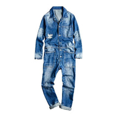 Light wash men denim overall