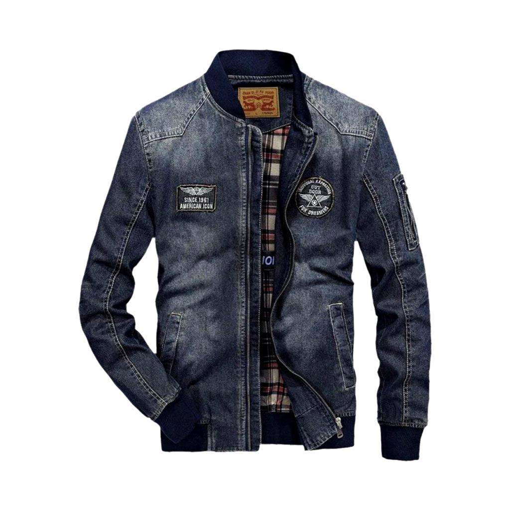 Chaqueta vaquera bomber lijada para hombre