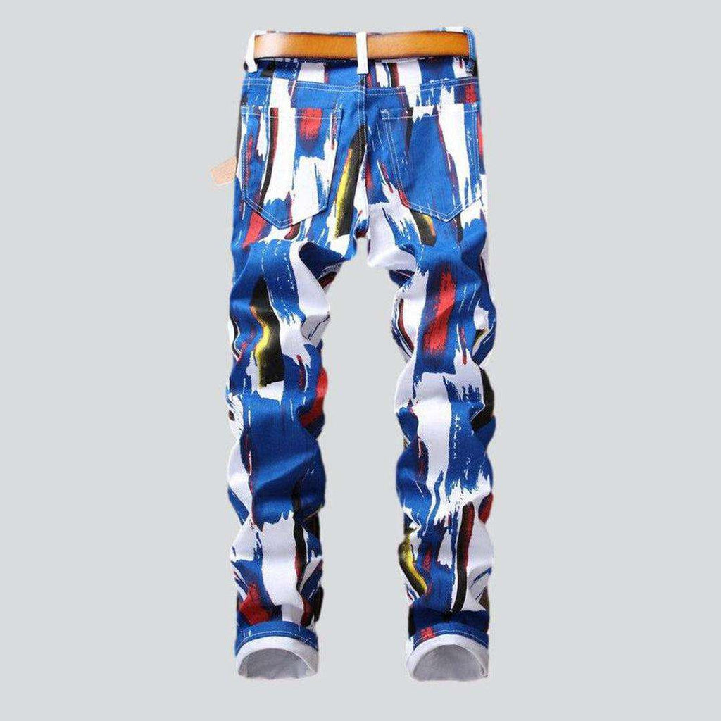 Color print men denim pants