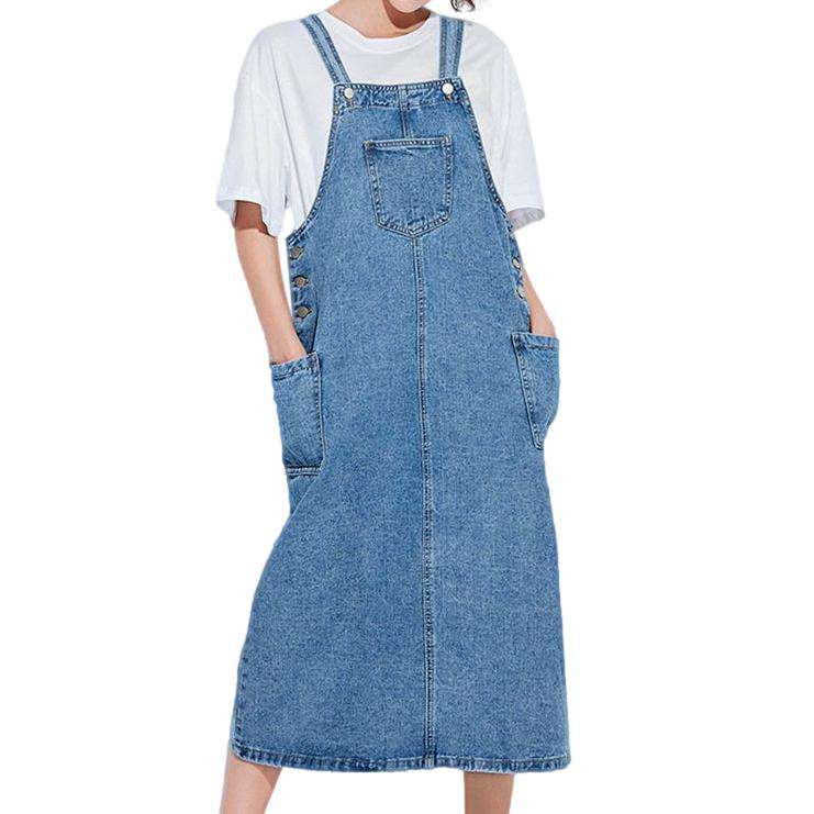 A-line long denim dress