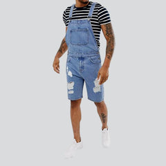 Distressed slim men denim romper