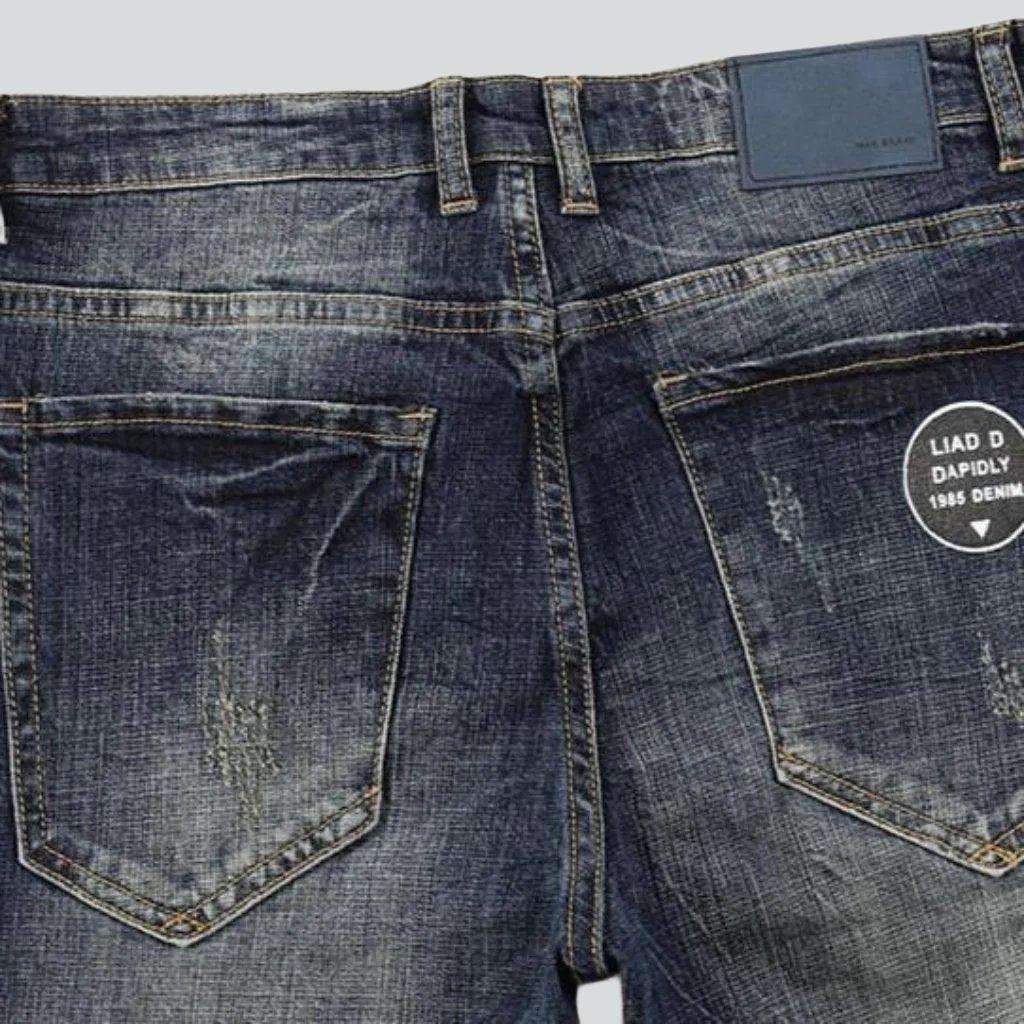 Dark retro blue men jeans