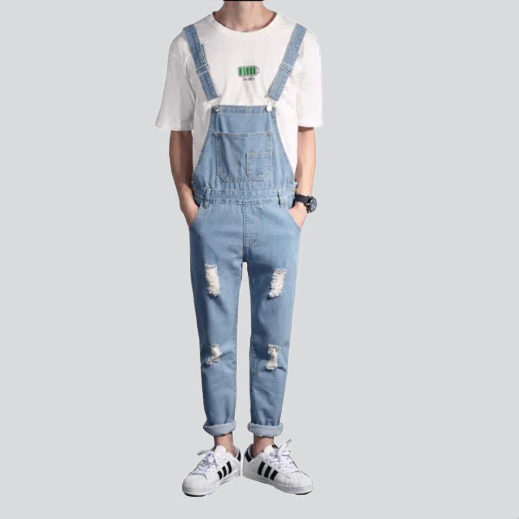 Ripped men denim jumpsuit