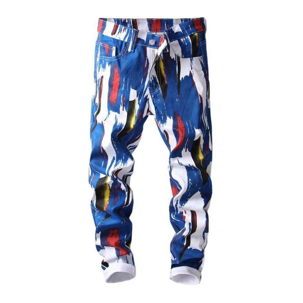 Color print men denim pants