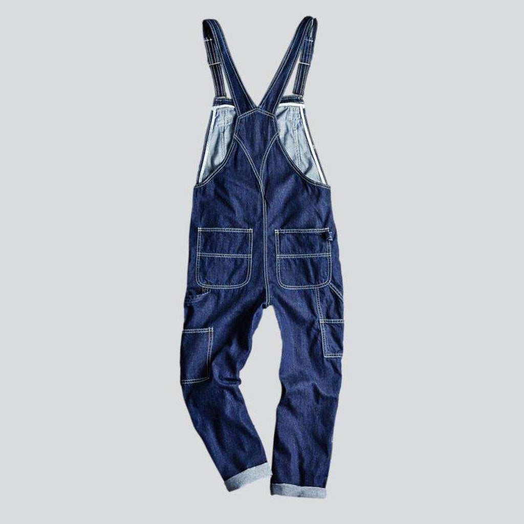 Denim blue men bib overall