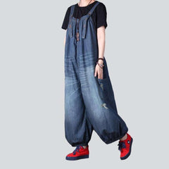 Medium wash women denim dungaree