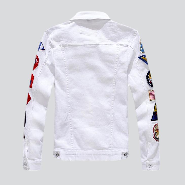 Sleeve embroidery men denim jacket