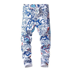 Blue red painted men jeans