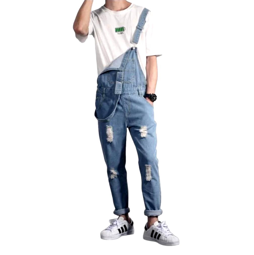 Ripped men denim jumpsuit