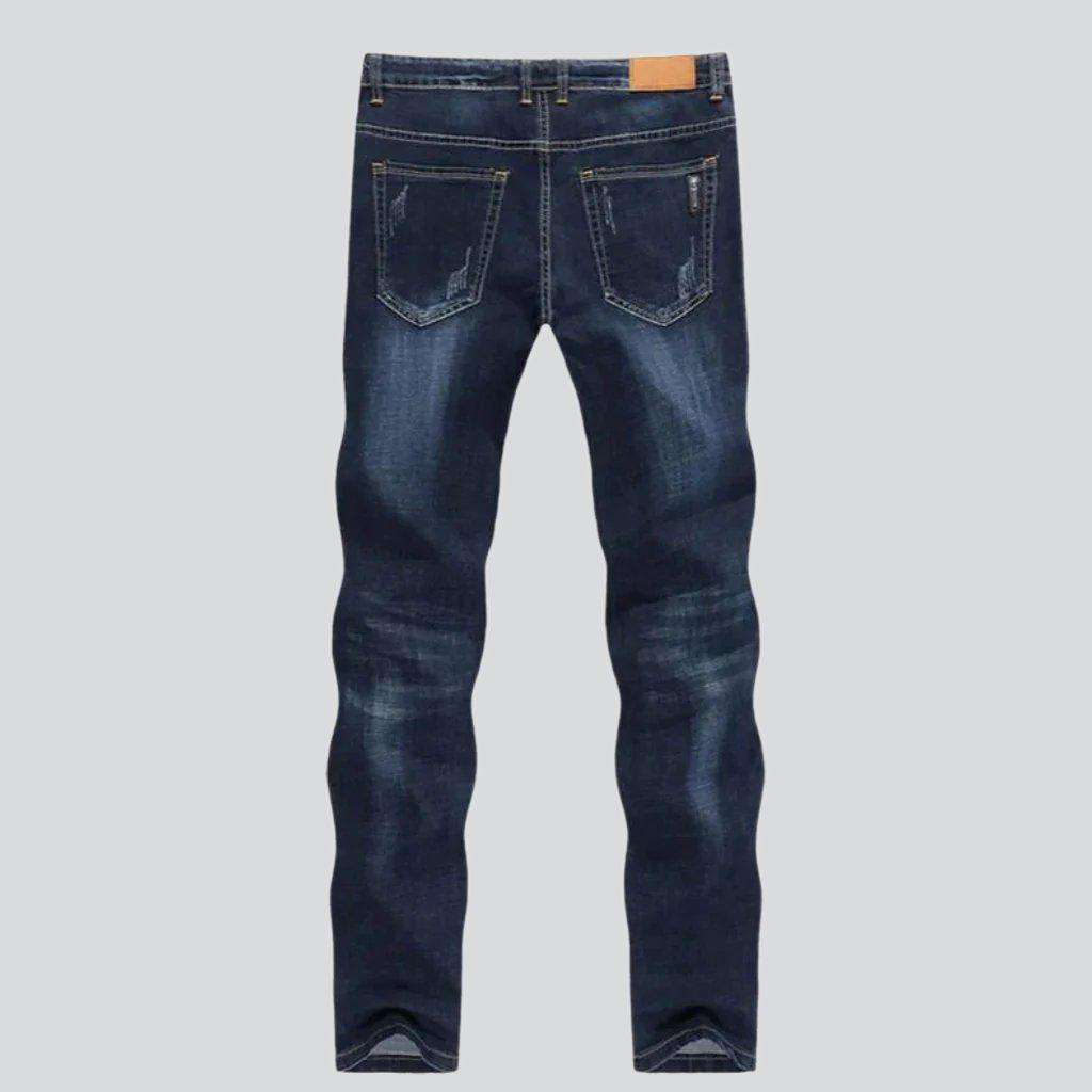 Dark wash sanded men jeans