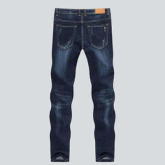 Dark wash sanded men jeans