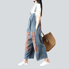 Floral print women denim jumpsuit