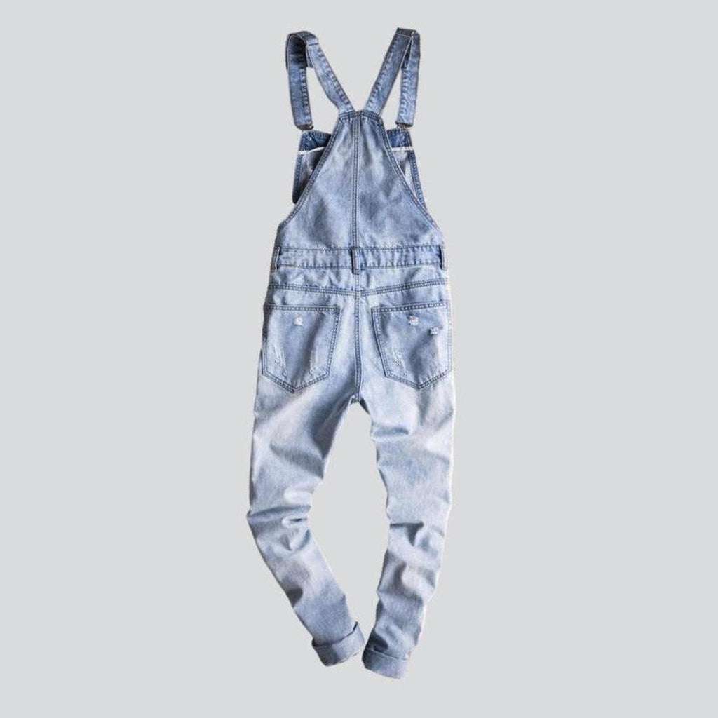 Men ripped denim jumpsuit