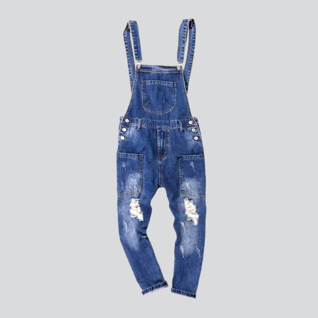 Straight pocket men denim jumpsuit