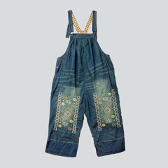 Baggy embroidered women denim jumpsuit