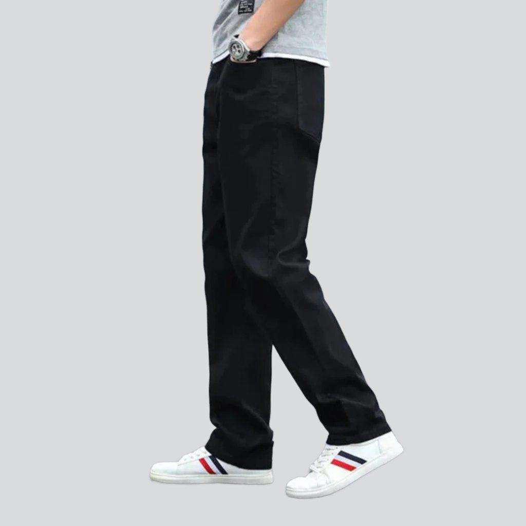 Black straight-fit jeans for men