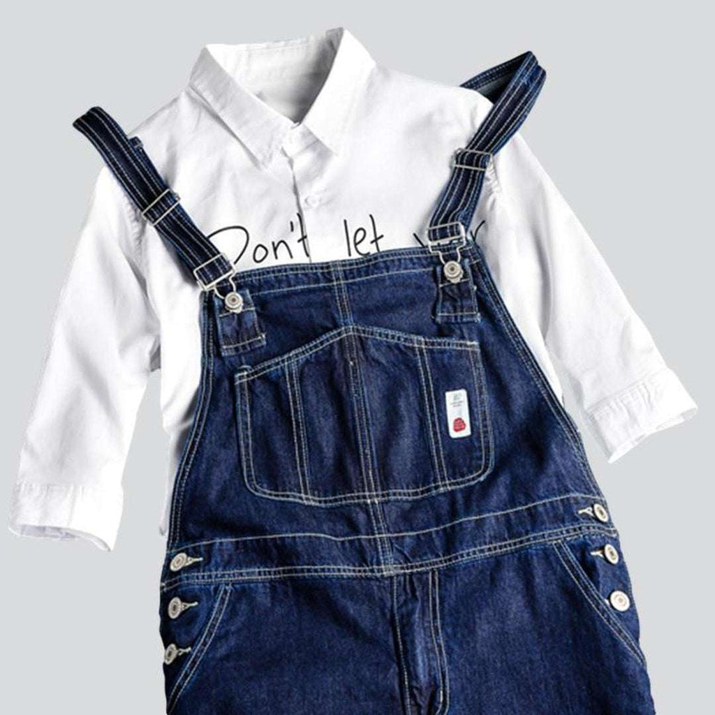 Denim blue men bib overall