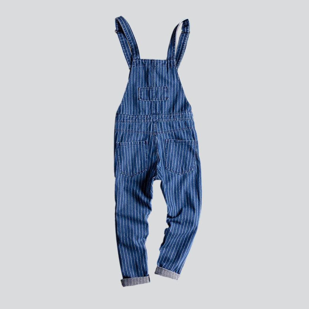 Striped men denim jumpsuit