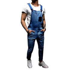 Vintage skinny men denim jumpsuit