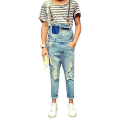 Vintage short men denim jumpsuit